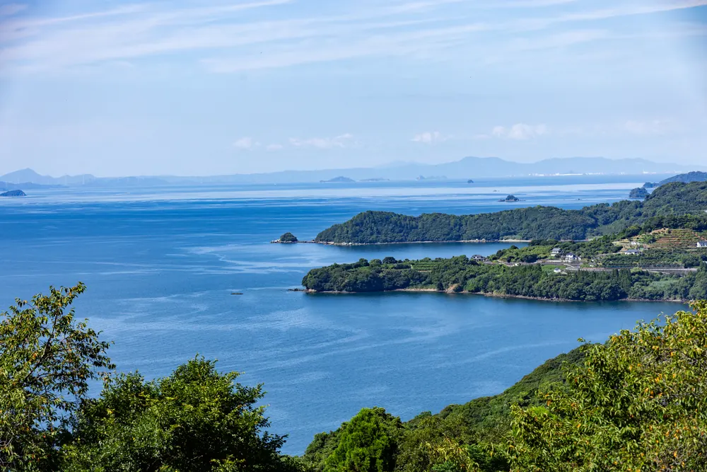 湯の児から望む不知火海と島々
